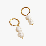 Double pearl hoops - guldbelagt