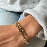Dubbelt tennisarmband - guldpläterat