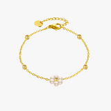 Flower pearl armbånd - guldbelagt
