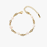 Pearl chain armbånd - guldbelagt