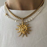 Pearly heart halskæde - guldbelagt