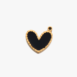 Black heart charm - guldbelagt