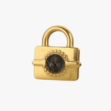 Black square lock charm - guldbelagt
