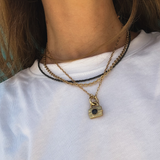 Black square lock charm - guldbelagt