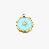 Blue enamel charm - guldbelagt