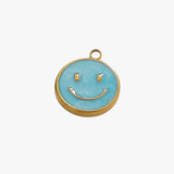 Blue smiley charm - guldbelagt