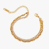 Dubbelt tennisarmband - guldpläterat