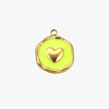 Green enamel charm - guldbelagt