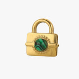 Green square lock charm - guldbelagt