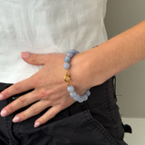 Light blue bubblegum armbånd - guldbelagt