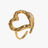 Open heartbeat ring - guldbelagt