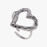 Open heartbeat ring - sølvbelagt