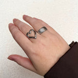 Open heartbeat ring - sølvbelagt