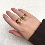 Open heartbeat ring - guldbelagt