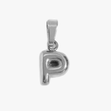 Letter P charm - sølvbelagt