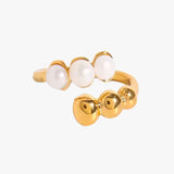 Pearl beads ring - guldbelagt