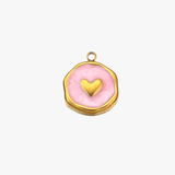 Pink enamel charm - guldbelagt