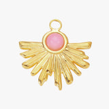 Pink sun ray charm - guldbelagt