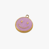 Purple smiley charm - guldbelagt
