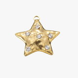 White sparkling star charm - guldbelagt