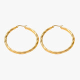 Store twisted hoops - guldbelagt