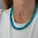Turquoise bubblegum halskæde - guldbelagt