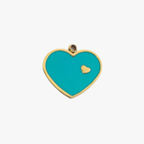 Turquoise heart charm - guldbelagt