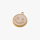 White smiley charm - guldbelagt